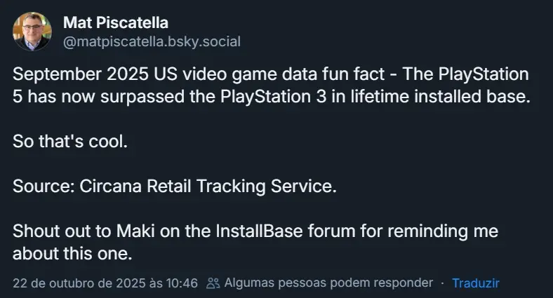 PS5 ultrapassa base instalada do PS3 nos Estados Unidos, diz Circana - Imagem do artigo original